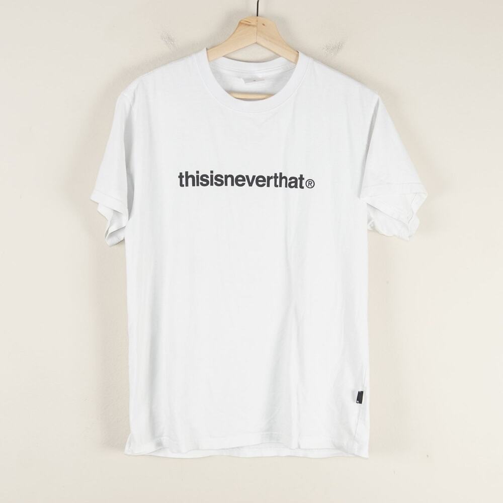 thisneverthat White Print Short Sleeve Cotton Tee Mens Sz M
